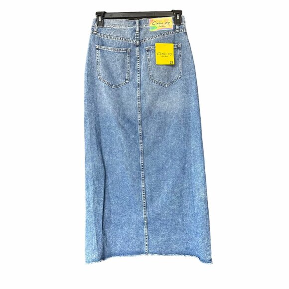 🤩Women Maxi Skirt Deconstructed Sz 27 Denim Jean Skirt Blue Sam Edelman New - Picture 3 of 10
